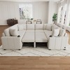 Chenille Upholstered U-Shaped Sectional Sofa, Convertible Pull-Out Sofa Bed with USB Ports & Cup Holders for Living Room - ModernLuxe - 2 of 4