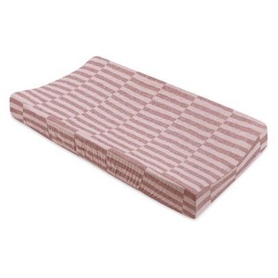 Maroon Stripe Quilted Muslin Cotton Changing Pad Cover