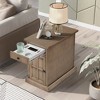 Vintage End Table with USB Ports and 1 Drawer with Cup Holders, Sofa Side Table Bedside Nightstand Narrow Table for Living Room Bedroom - 2 of 4