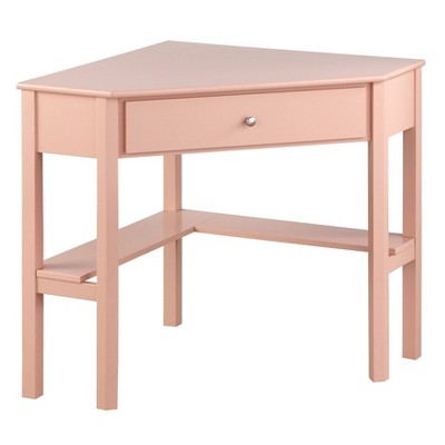 Medford Corner Desk with Storage Blush Pink - Buylateral