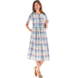 Woman Within Plus Size Short-Sleeve Seersucker Dress - 1 of 4
