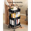 Pipishell 3-Tier Mesh Utility Cart - Rolling Metal Storage Cart with Handle & Lockable Wheels for Kitchen, Living Room & Office, Black - 2 of 4