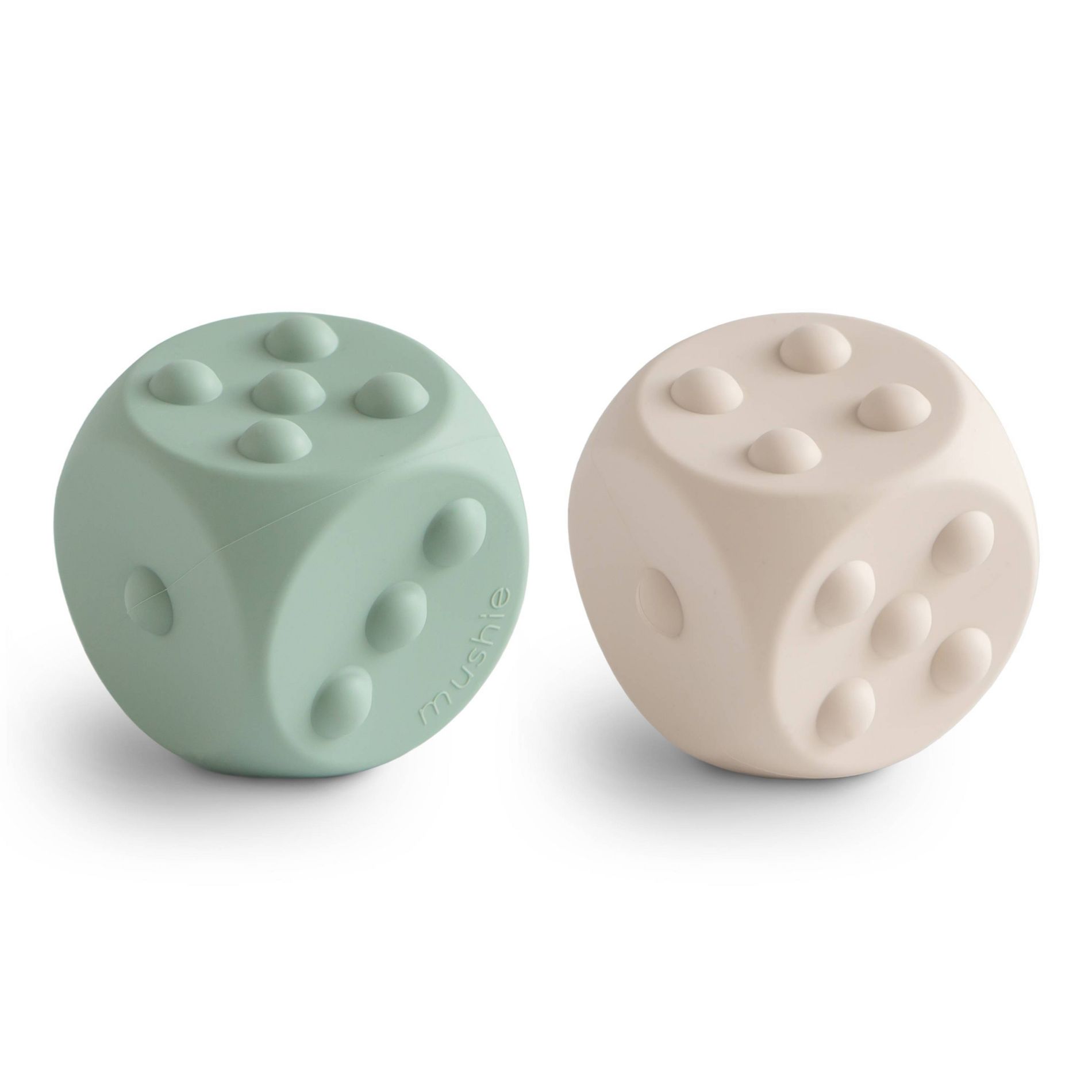 Mushie Dice Press Toy - Sage Sand - 2pk