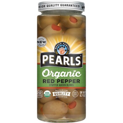 Pearls Organic Red Pepper Stuffed Green Olives - 6.7oz