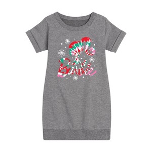 - Barbie - Holidays & Christmas Graphic Short Sleeve Fleece Dress - 1 of 4