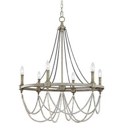 Feiss Beverly 28" Wide Washed Oak 6-Light Chandelier