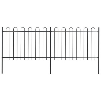 vidaXL Garden Fence with Hoop Top Steel 11.2ft Black