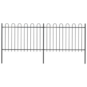 vidaXL Garden Fence with Hoop Top Steel 11.2ft Black - 1 of 4
