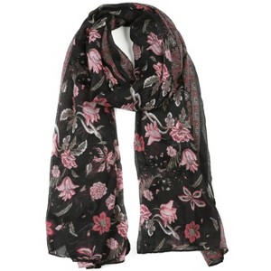 Allegra K Large Balinese Yarn Floral Print Scarves Beach Shawl Vintage Style Swimwear Wraps for Women - 1 of 4