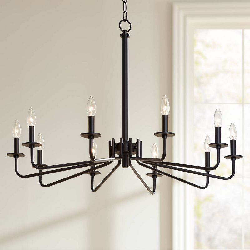 Franklin Iron Works Manfred Black Metal Chandelier 36" Wide Modern Industrial 10-Light Fixture for Dining Room House Foyer Kitchen Island Entryway, 2 of 10