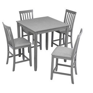 VYNXARIA 5 Piece Dining Table Set,Wooden Dining Square Table,Kitchen Table Set with Square Table and 4 Upholstered Chairs - 1 of 4
