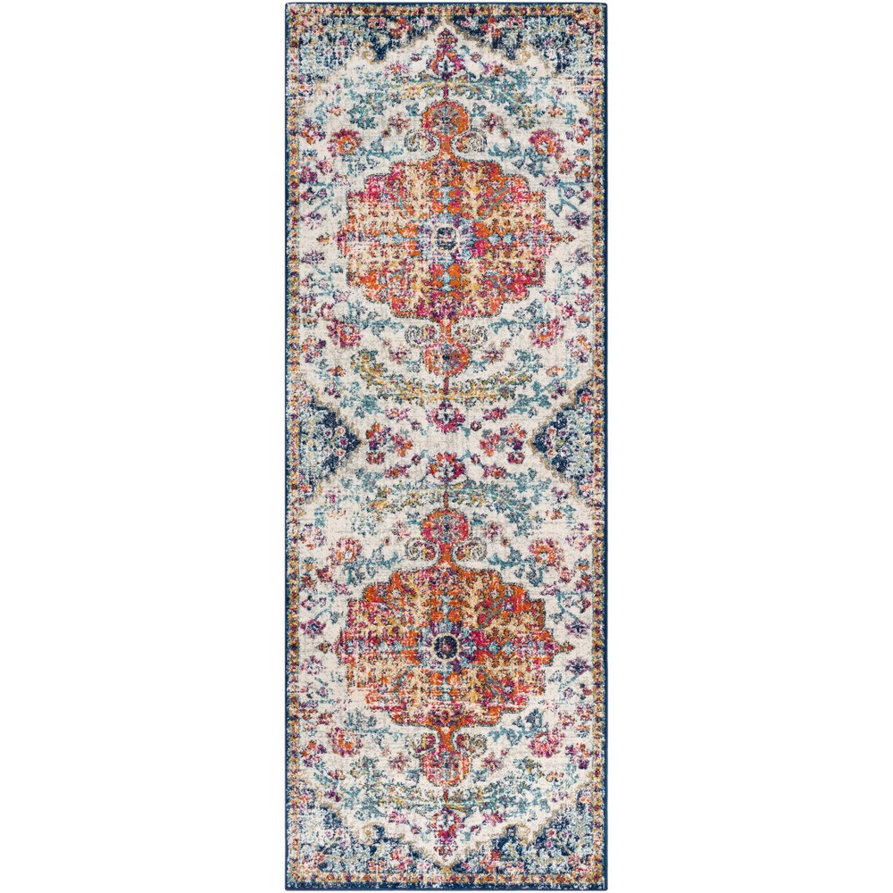 Photos - Area Rug Livabliss 2'7"x7'3" Abby Traditional Rugs Aqua: Medium Pile, Stain & Fade-Resistant, Polypropylene Runner