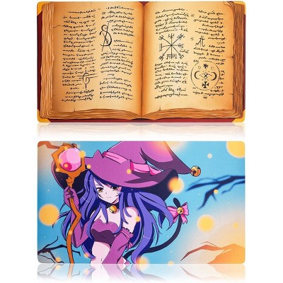 Okuna Outpost 2 Piece TCG Playmat for Card Games, Spell Book and Witch Design,24 x 14 in
