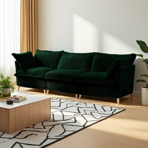 Modular Corduroy 3-Seater Sofa with Removable Covers - 1 of 4
