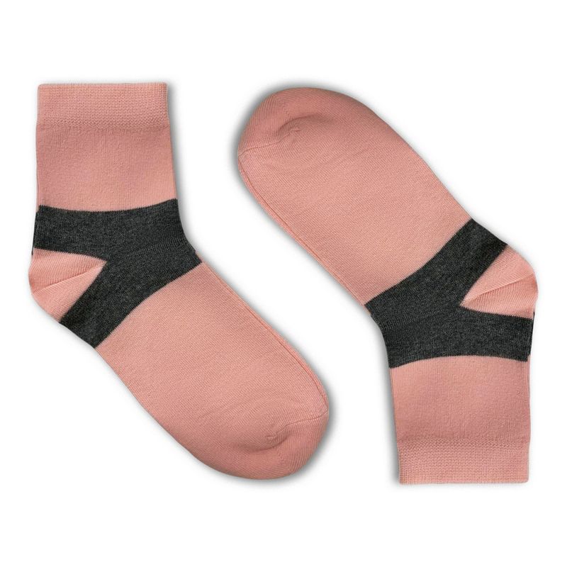 LECHERY Women's Heel-Stripe Pattern Socks (1 Pair) - One Size, Pink - Grey, 2 of 4