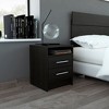 Vynxaria Stylish Multifunctional 2-Drawer 1-Shelf Rectangle Nightstand, Black Wengue, Durable All-Metal Railings & Pulls - 2 of 4
