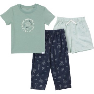 Gerber Toddler Boys' 3-Piece T-Shirt, Shorts & Pants Pajama Set - 1 of 4