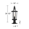 John Timberland Leto 24 1/2" High Modern Outdoor Post Light Fixture Pole Porch House with Pier Mount Adapter Waterproof Black Metal Clear Glass Shade - 4 of 4