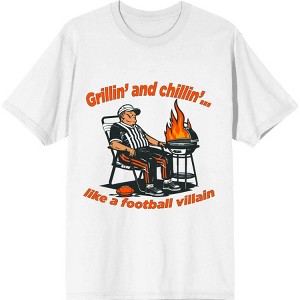Grillin' and Chillin' Like A Football Villain Adult Crew Neck Short Sleeve Tee - 1 of 2