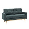 JUJABU 67.7'' Mid-Century Modern Tufted Loveseat Sofa with Wood Legs – Upholstered Fabric - 2 of 4