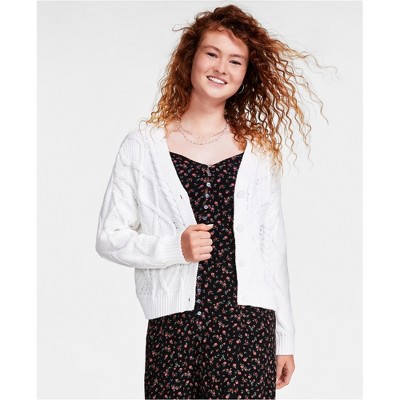Lucky Brand Womens Cable Stitch Cardigan Sweater
