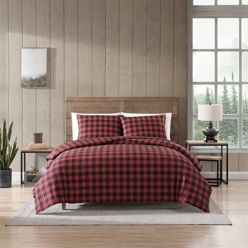 Eddie Bauer 2pc Twin Cabin Plaid 100% Cotton Comforter & Sham Set