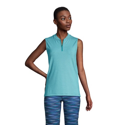 Lands' End Women's Power Performance Quarter Zip Sleeveless Polo - Large -  Spade Blue Pinstripe : Target