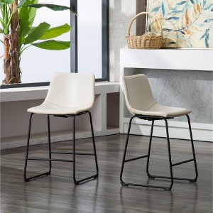 PU Leather Counter Height Stools with Metal Frame, Set of 2 for Kitchen or Home Bar - 1 of 4