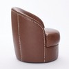 GDFStudio Alejandro Mid-Century Modern Top-Grain Leather Swivel Accent Chair with Rivet Detailing - 4 of 4
