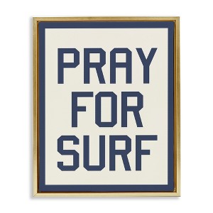 Stupell Industries Pray for Surf Phrase Floating Frame Canvas Art - 1 of 4