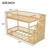 ModernLuxe Twin over Twin Floor Bunk Bed, Wooden Bed Frame with Storage Ladder - 3 of 4