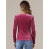 INSPIRE CHIC Women's Velvet Square Neck Long Sleeve Casual Blouses - 3 of 4
