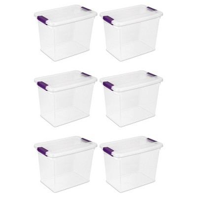 Sterilite Nesting Latching Handle Storage Tote Container, 66 Quart Capacity, Clear - 6 pack