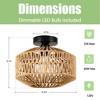 DAKAFUL Boho Flush Mount Ceiling Light - Hand Woven Mini Chandelier with Dimmable LED, Creates a Cozy Ambiance for Living Room -Brown - 4 of 4