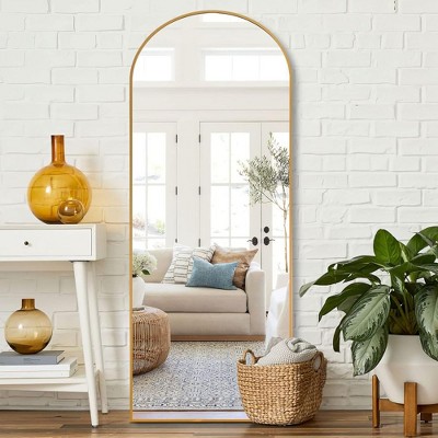 ALEXOUN Hanging Full Length Mirror,with Floor Stand,Wall Mounted Aluminium Alloy Frame Arch Dressing Mirrors for Bedroom Living Room