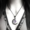 Gothic Moon Pendant Necklace - Black Crystal Crescent Vintage Punk Jewelry - 2 of 4