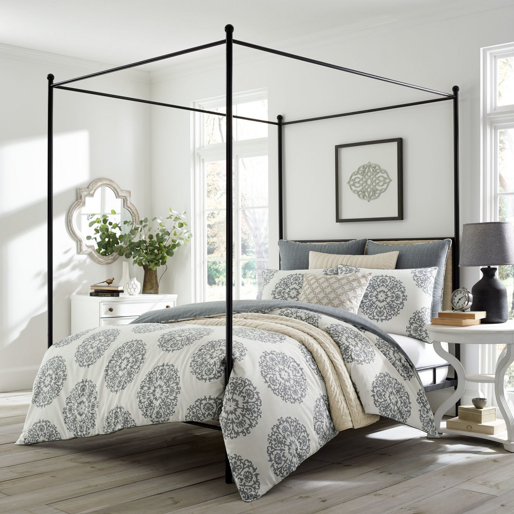 Photos - Bed Linen Stone Cottage King Bristol Reversible Comforter Set Gray: Cotton Sateen, OEKO-TEX Certified, 3-Piece Set with Shams