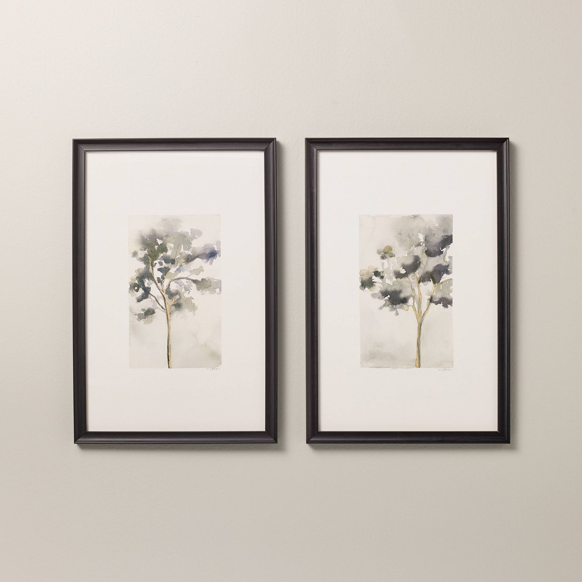 Set of 2 12"x18" Vertical Watercolor Tree Art - Hearth & Hand™ with Magnolia