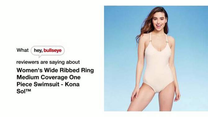 Women's Wide Ribbed Ring Medium Coverage One Piece Swimsuit - Kona Sol™, 2 of 23, play video