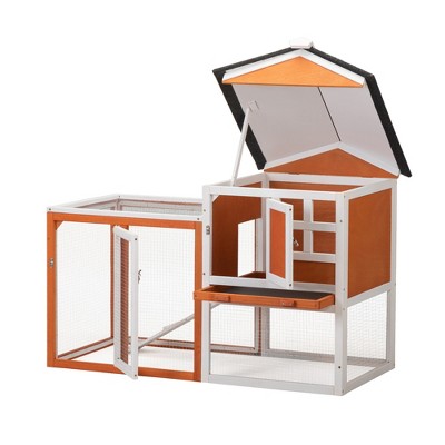 Sevobal Pet Crates and Houses 2-Story Wooden Rabbit Hutch Bunny Cage, Chicken Coop, Pet House for Small Animals, Multicolored, 47.25"*22.5"*35.25"