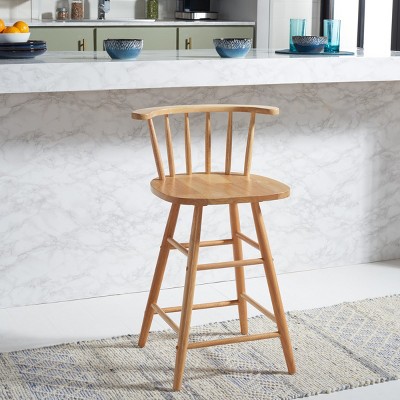 Natural Wood Windsor Spindle Back Counter Stool