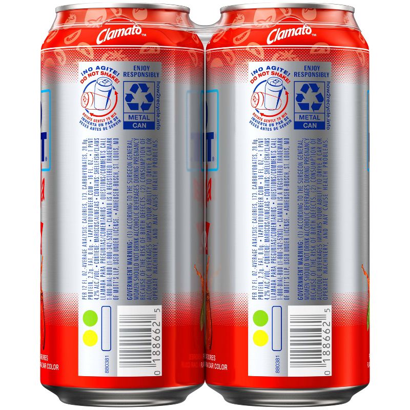 Bud Light &#38; Clamato Beer - 4pk/16 fl oz Cans, 3 of 12
