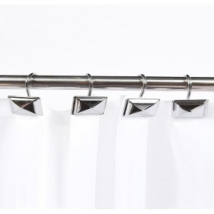 Home Mart Goods 12 Piece Set - Chrome Heavy Duty Shower Rectangle Curtain Hooks Rings Rustproof Metal - 1 of 3