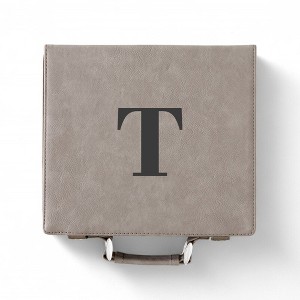 Personalization Mall Grey Leatherette Poker Chip Set - 1 of 2