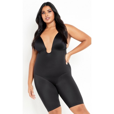 City Chic  Women's Plus Size Smooth & Chic Plunge Bodyshaper - Black - 24w  : Target