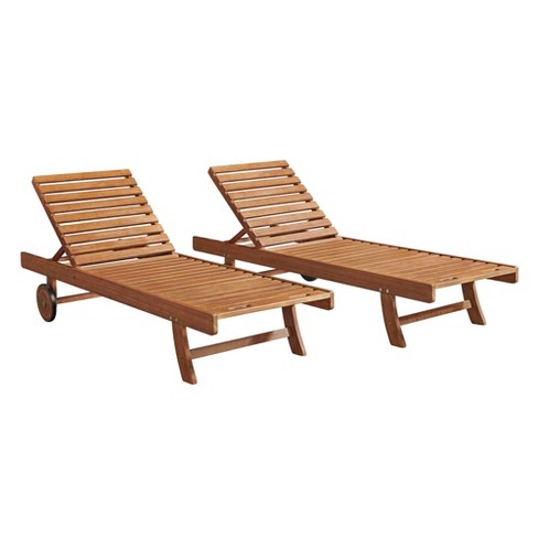 Caspian 2pk Eucalyptus Wood Outdoor Lounge Chairs Natural Alaterre Furniture