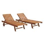 Caspian 2pk Eucalyptus Wood Outdoor Lounge Chairs - Natural - Alaterre Furniture
