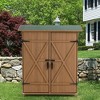 Outdoor Wooden Storage Shed, Outside Storage Cabinet with Shelves, Garden Tools Shed with Lockable Door for Storing Garden Tools and Household Debris - 2 of 4