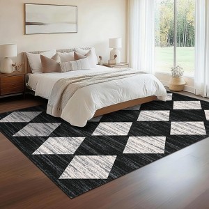 Geometric Rug Washable Rugs for Living Room, Modern Diamond Rug with Non Slip Backing, Non Shedding Stain Resistant Contemporary Floor Covering - 1 of 4