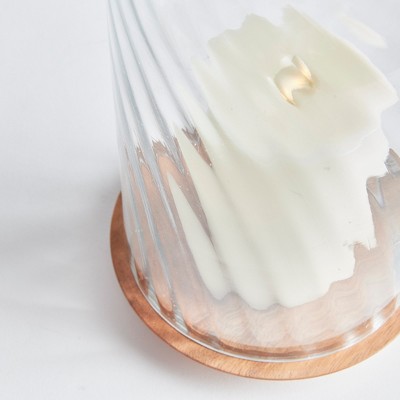 Large Clear Glass Hurricane Candle Holder with Wood Base